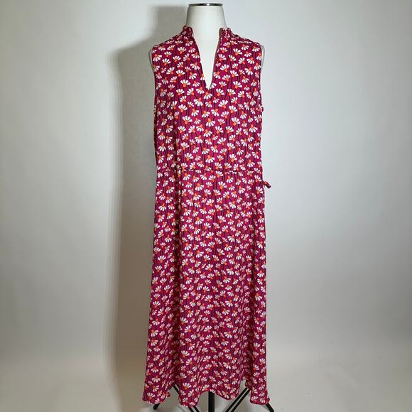 NWT Anne Klein Pink Pansy Multicolor Floral V-Neck Midi Dress Pockets Womens 8 - Picture 1 of 12